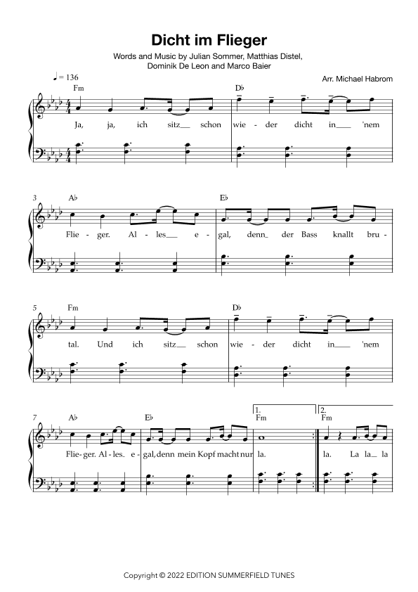 Dicht Im Flieger (arr. Michael Habrom)