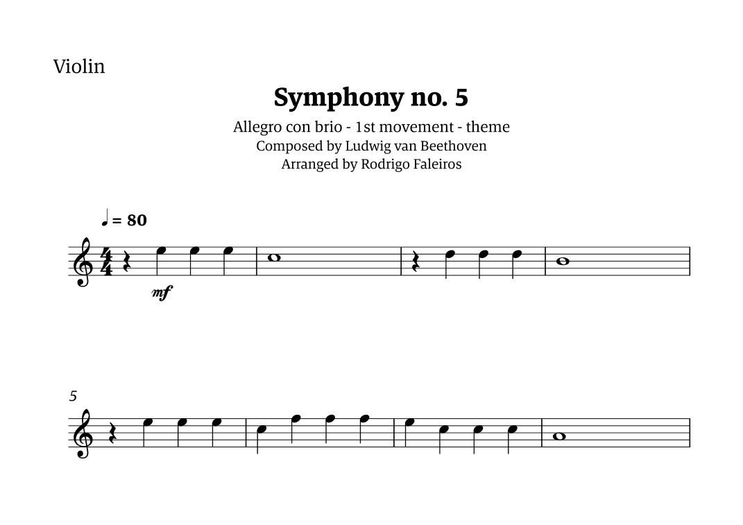 Symphony no. 5 - 1st movement (theme) (arr. Rodrigo Faleiros)