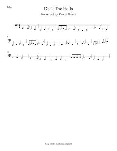 Deck The Halls (Easy key of C) Tuba (arr. Kevin Busse)