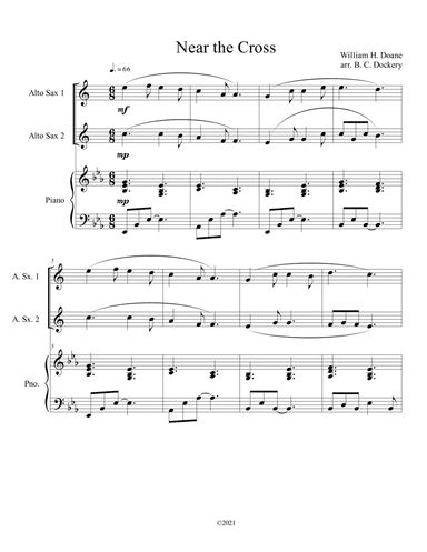 Near the Cross (alto sax duet) with optional piano accompaniment (arr. B. C. Dockery)
