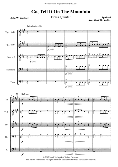 Go, Tell It On The Mountain (arr. Gert Th. Walter)