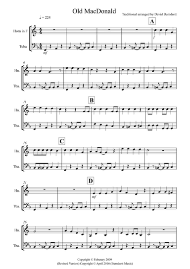 Old MacDonald! for French Horn and Tuba Duet (arr. David Burndrett)