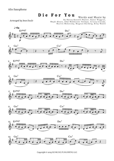 Die For You Remix (arr. Jean Szulc)