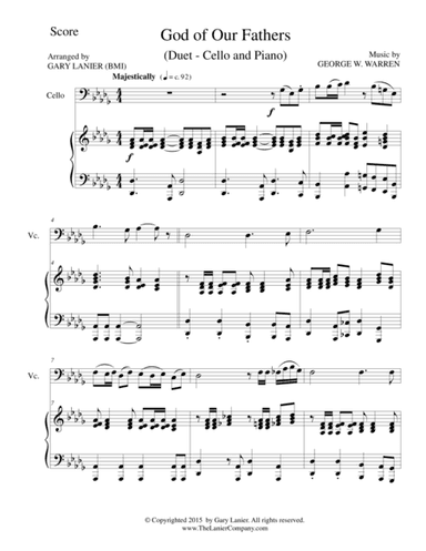 GOD OF OUR FATHERS (Duet – Cello and Piano/Score and Parts) (arr. Gary Lanier)