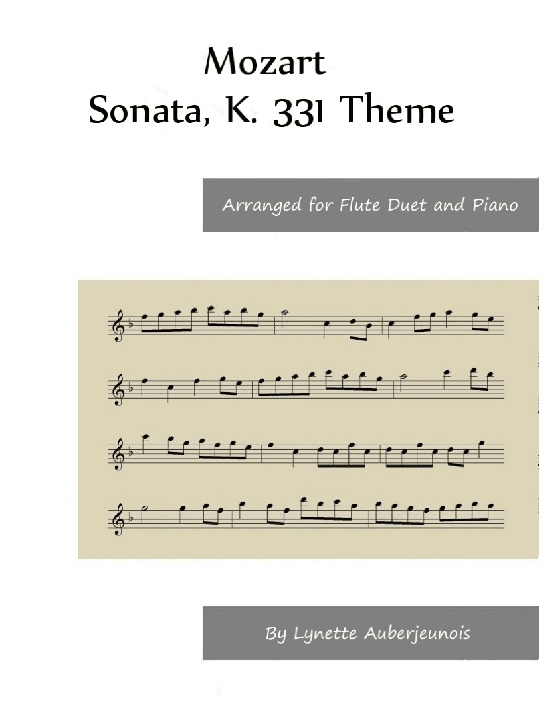 Sonata Theme, K. 331 - Flute Duet and Piano (arr. Lynette Auberjeunois)