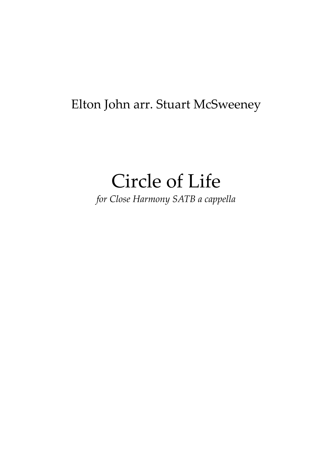 Circle Of Life (arr. Stuart McSweeney)