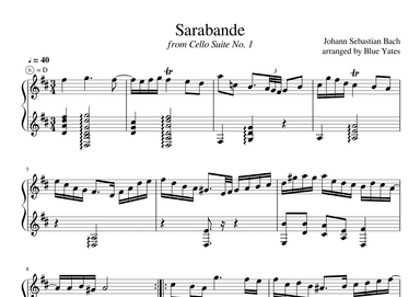 Sarabande from Cello Suite No. 1 (Johann Sebastian Bach) (arr. Blue Yates)