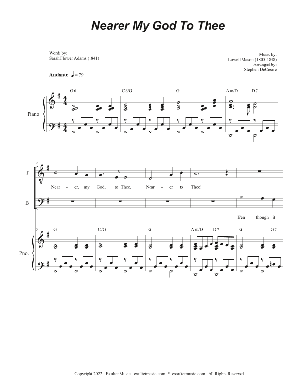 Nearer My God To Thee (Duet for Tenor and Bass solo) (arr. Stephen DeCesare)