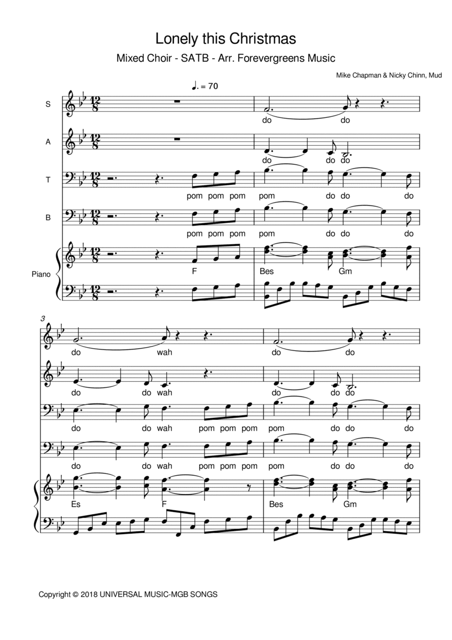 Lonely This Christmas (arr. Paul Brandsma)