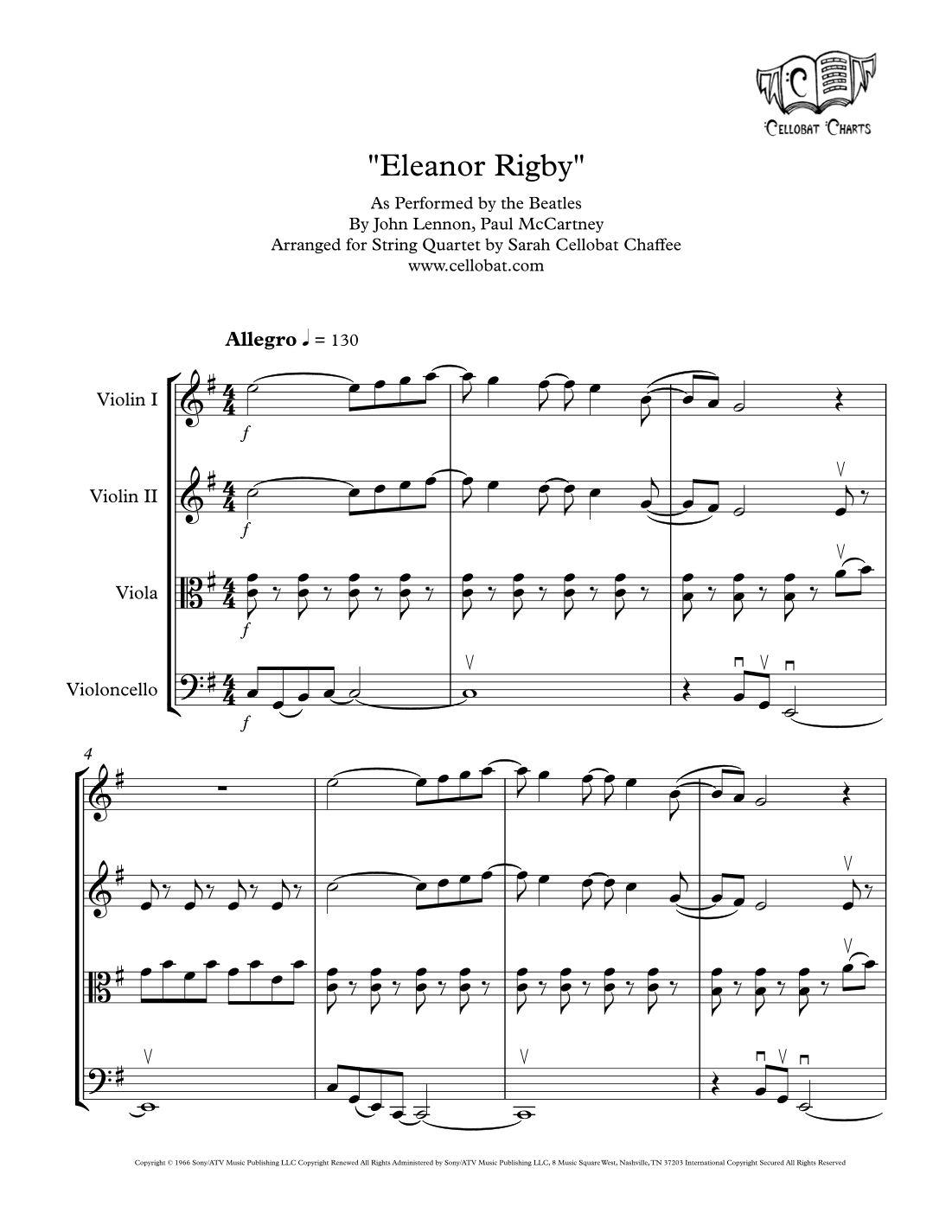 Eleanor Rigby (arr. Sarah Cellobat Chaffee)