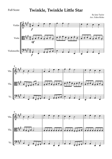 Twinkle, Twinkle Little Star for String Trio (arr. Fabio Britto)