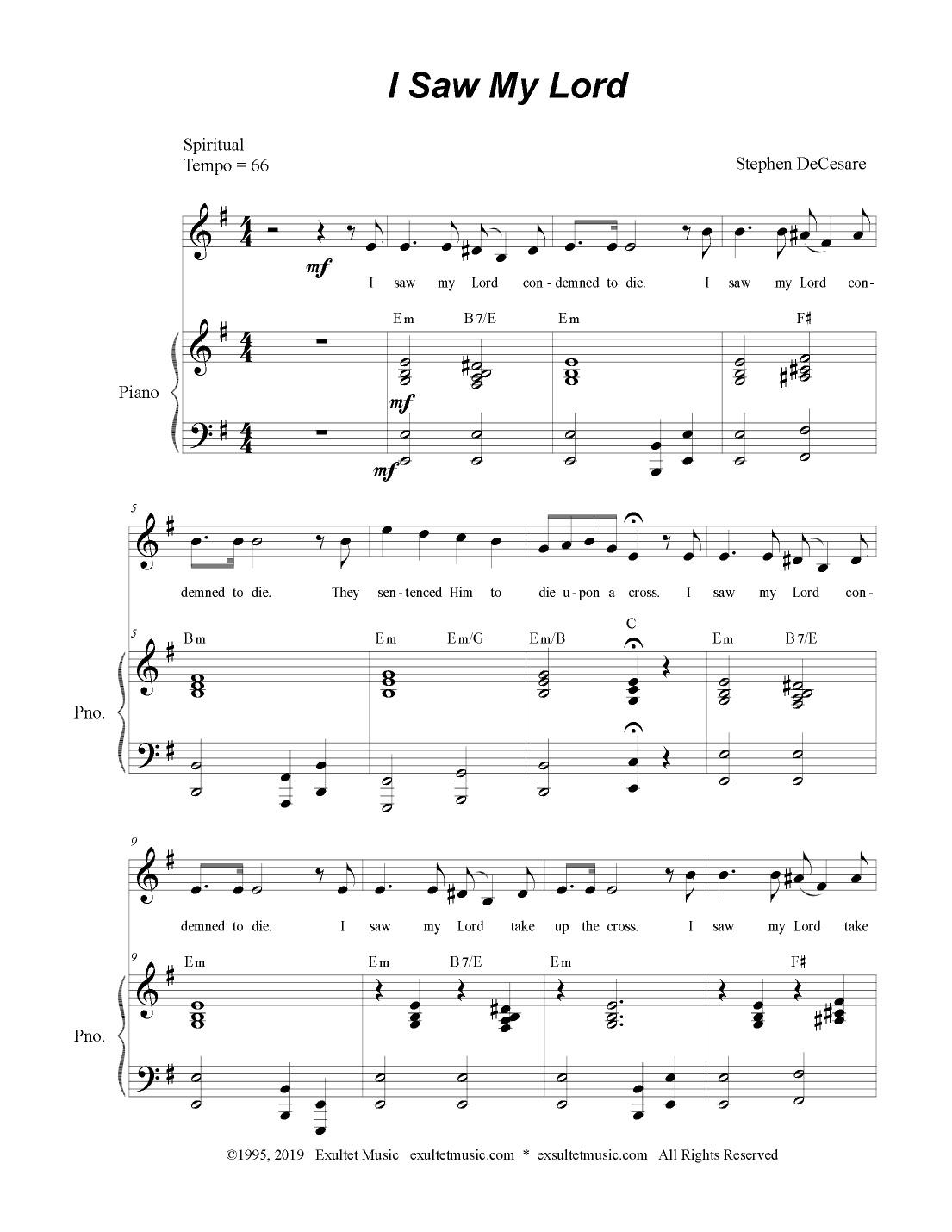 I Saw My Lord (for Vocal Solo - Medium / High Key)