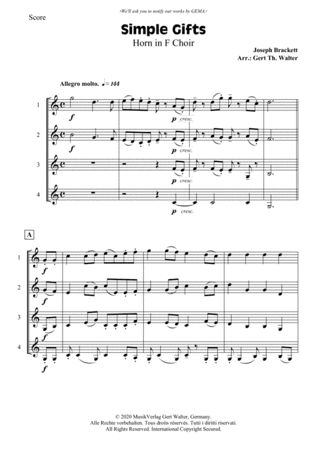 Simple Gifts (arr. Gert Th. Walter)