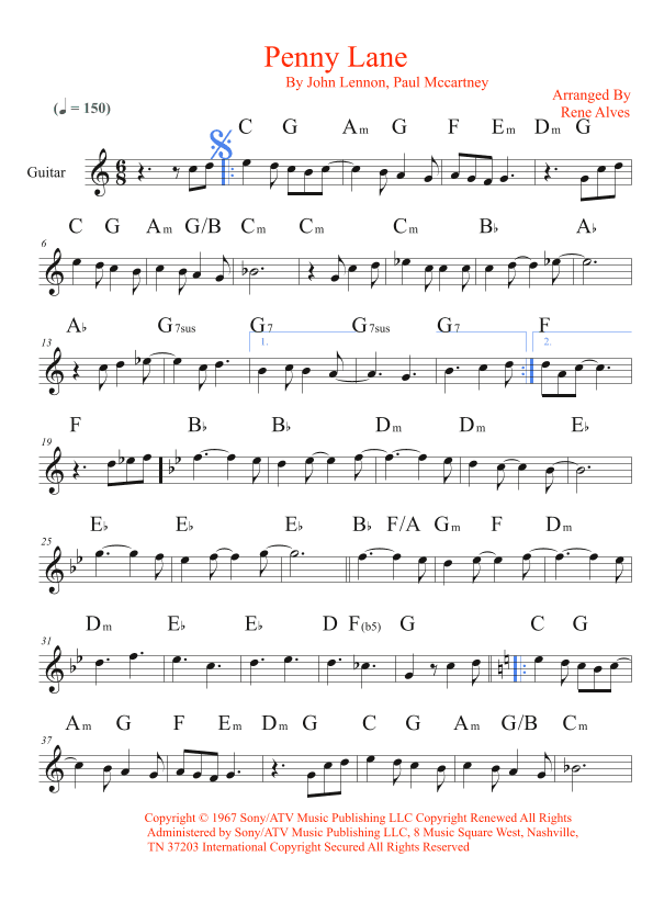 Penny Lane (arr. Rene Alves)