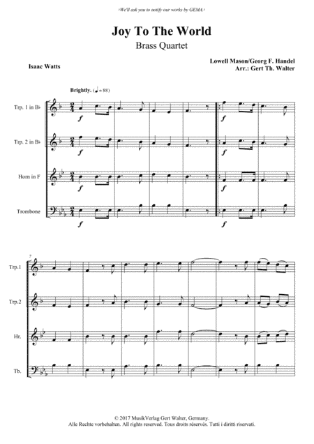 Joy To The World (arr. Gert Th. Walter)