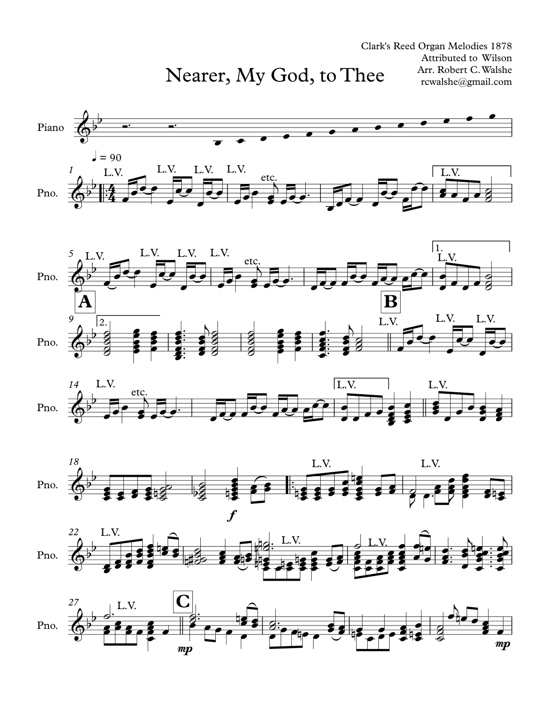 Nearer My God to Thee with Wayside Chapel - Score Only (arr. Robert C. Walshe (rcwalshe@gmail.com))