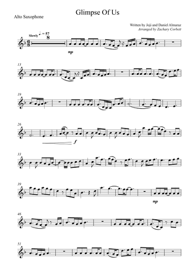 Glimpse Of Us (arr. Zachary Corbett)