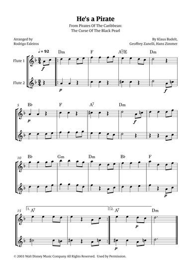 He's A Pirate (arr. Rodrigo Faleiros)