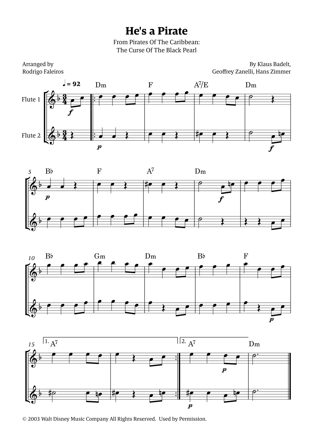 He's A Pirate (arr. Rodrigo Faleiros)