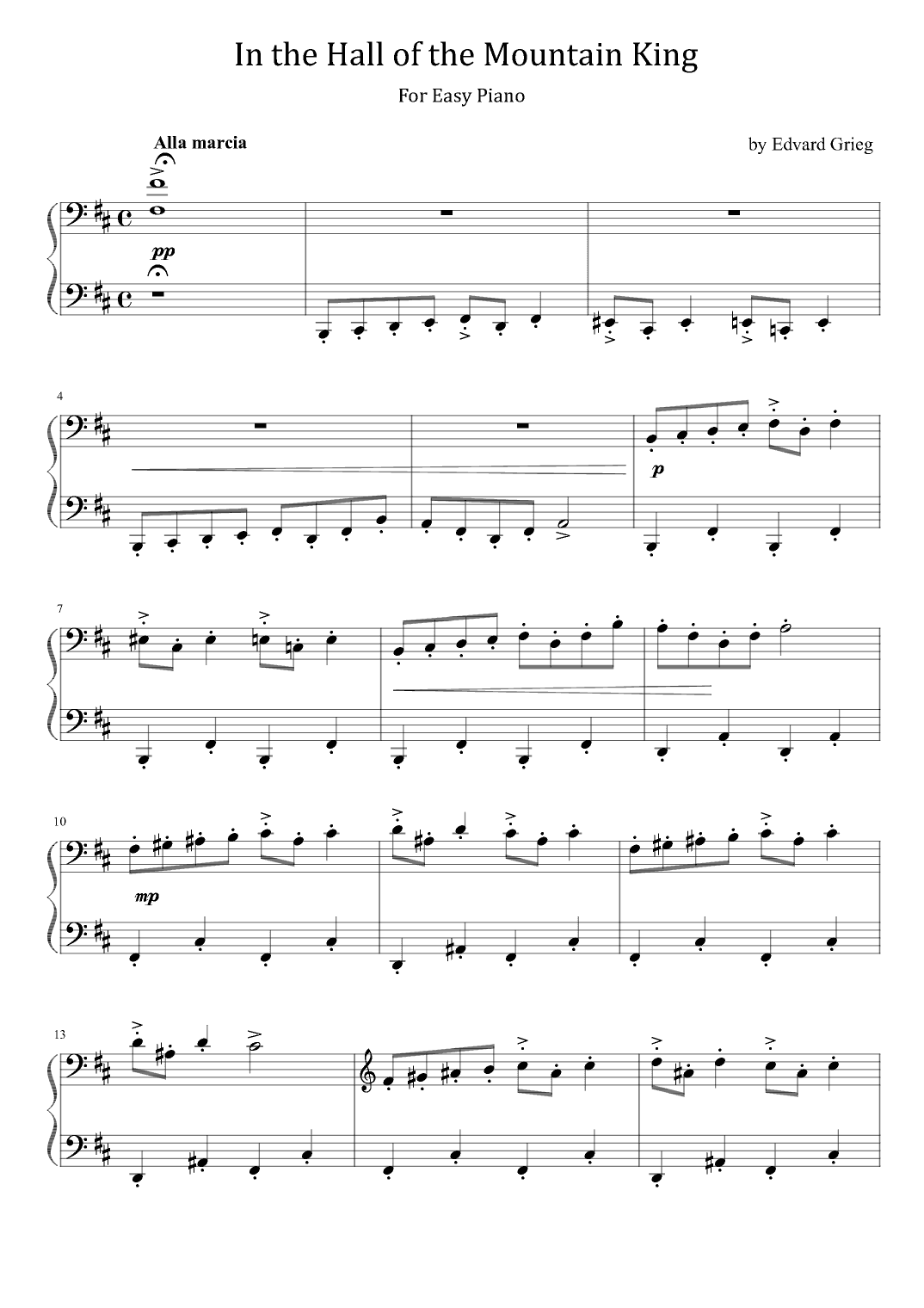 Edvard Grieg - In The Hall Of The Mountain King - For Easy Piano (arr. poon)