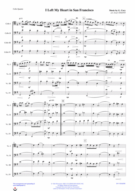 I Left My Heart In San Francisco (arr. Josef STASTNY)