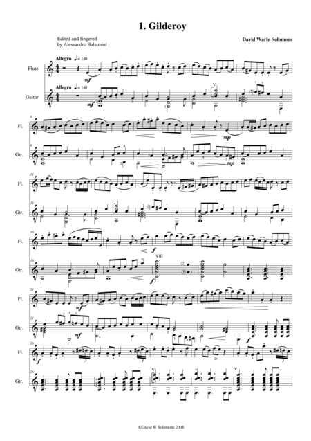 Folk Song Snapshots for Flute and Guitar (arr. David Warin Solomons)