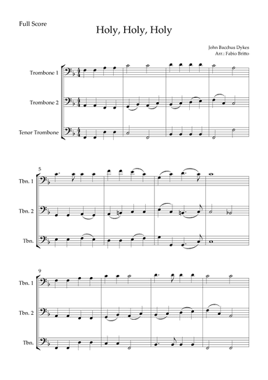 Holy, Holy, Holy (Traditional Christian Song) for Trombone Trio (arr. Fabio Britto)