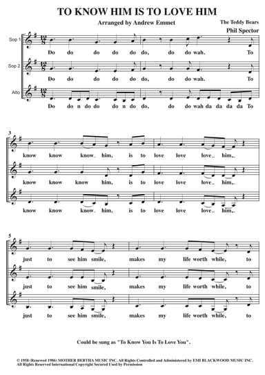 To Know Him Is To Love Him (arr. Andrew Emmet)