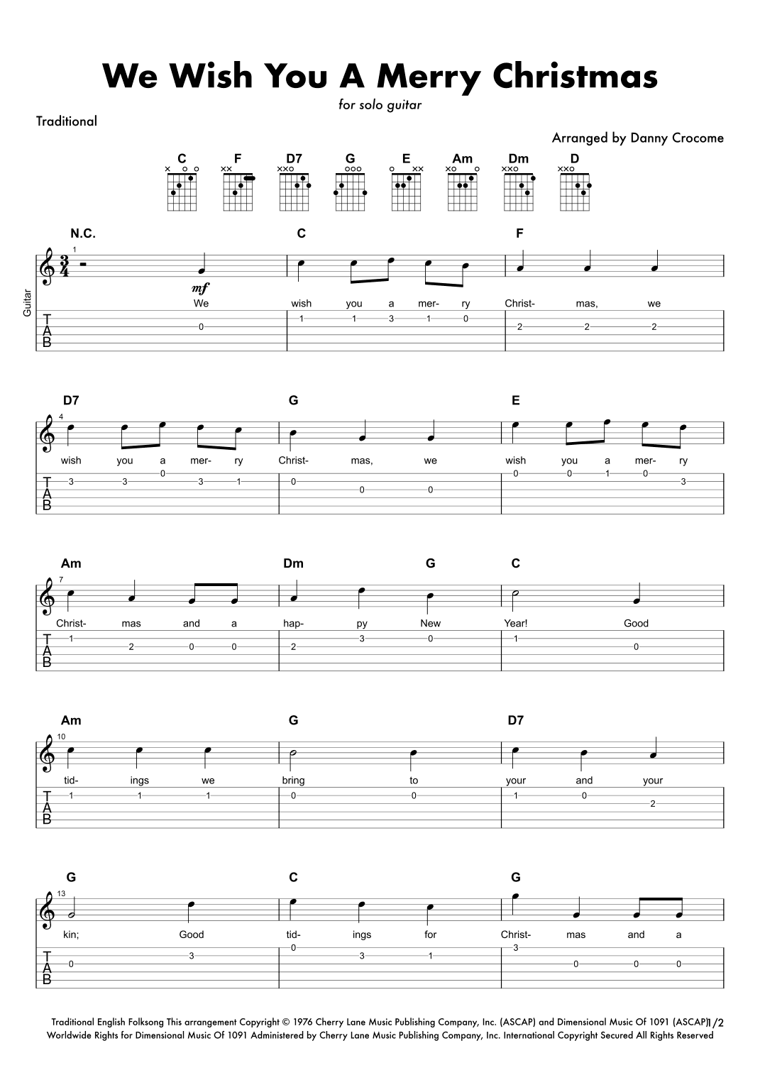We Wish You A Merry Christmas (arr. Danny Crocome)