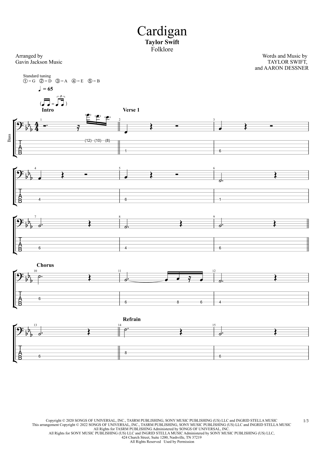 Cardigan (arr. Gavin Jackson Music)