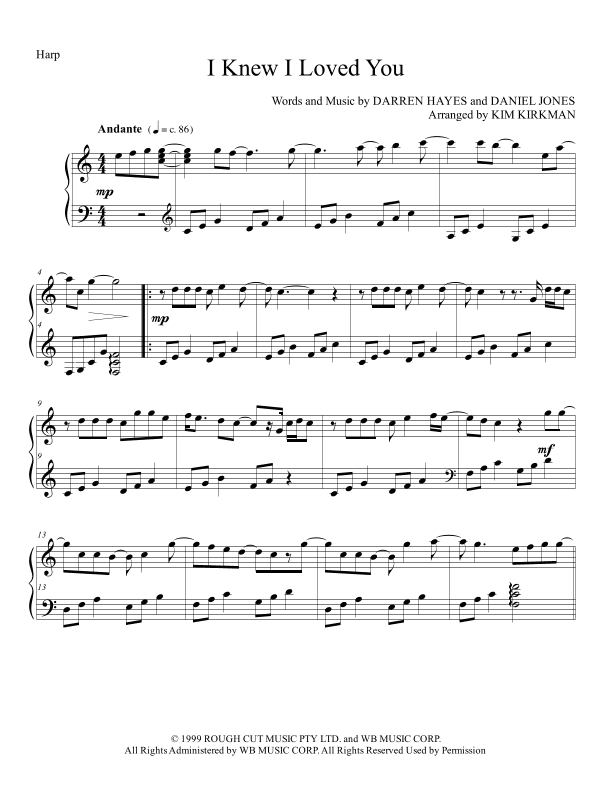 I Knew I Loved You (arr. Kim Kirkman)