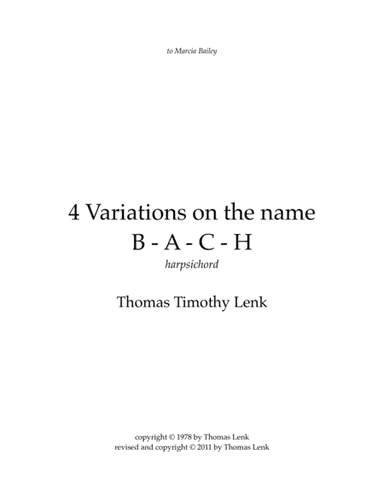 4 Variations on B - A - C - H