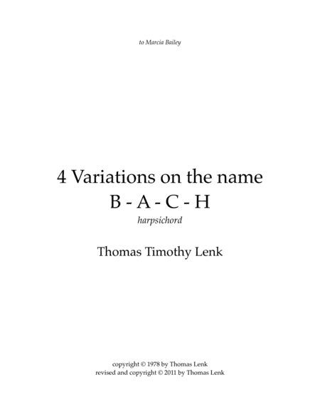 4 Variations on B - A - C - H