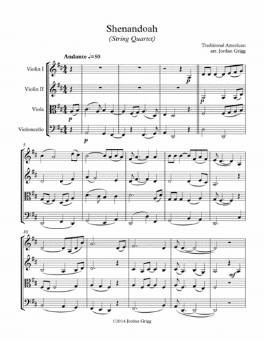 Shenandoah (String Quartet) (arr. Jordan Grigg)