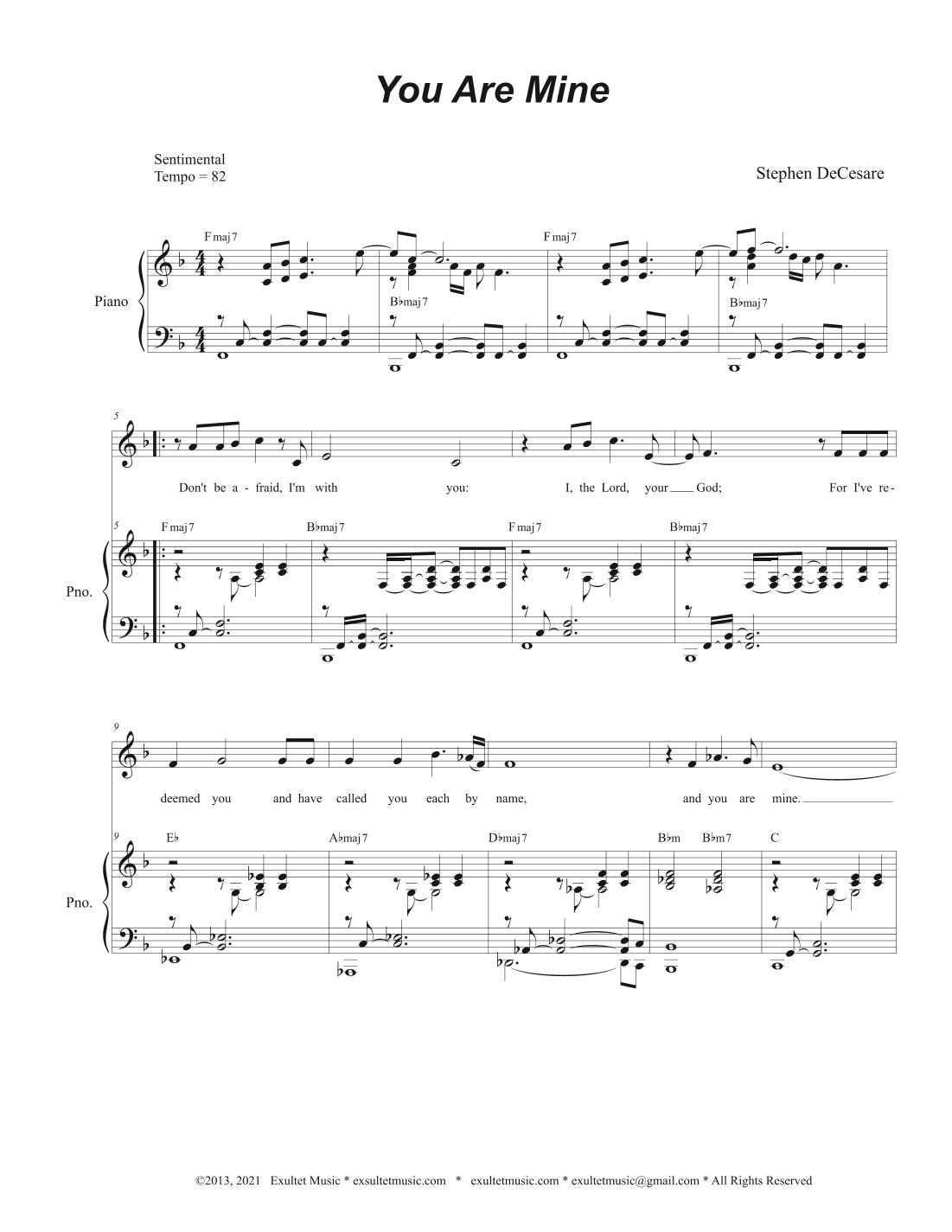 You Are Mine (Vocal solo - Medium Key)