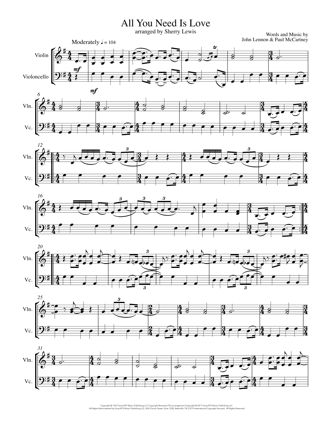 All You Need Is Love (arr. Sherry Lewis)