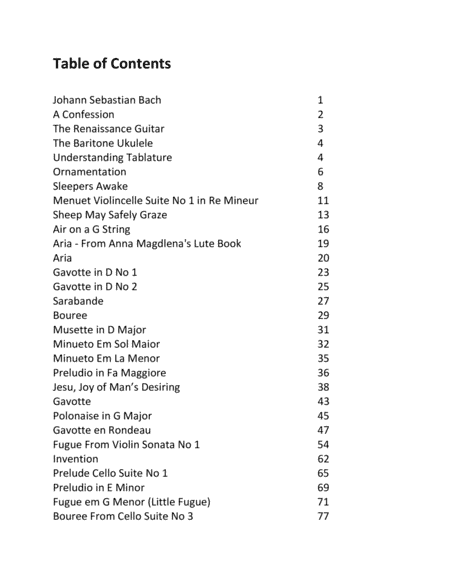 Johann Sebastian Bach Transcribed for Baritone Ukulele and other four-course Instruments - Second Ed (arr. Michael P. Walker)