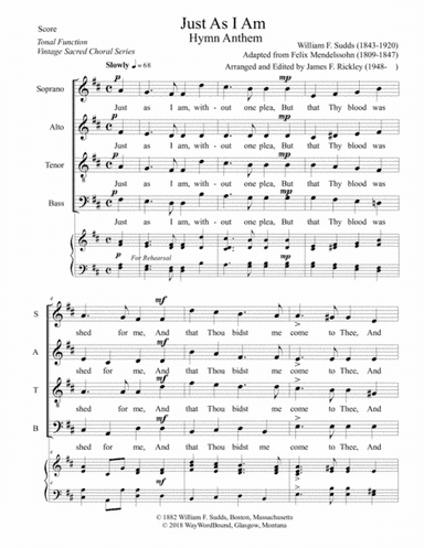 Just As I Am - Hymn Anthem (arr. James F. Rickley)