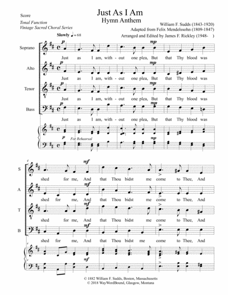 Just As I Am - Hymn Anthem (arr. James F. Rickley)