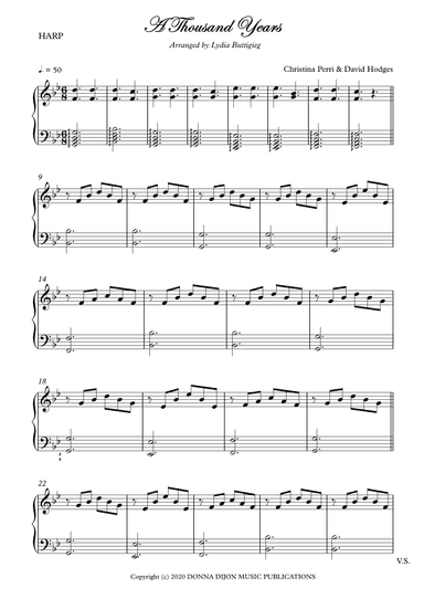 A Thousand Years (arr. Lydia Buttigieg)