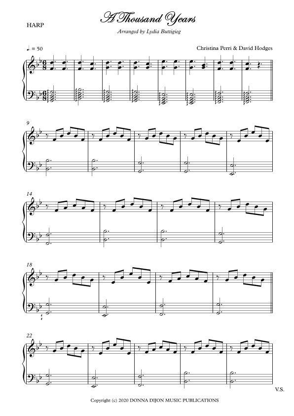 A Thousand Years (arr. Lydia Buttigieg)