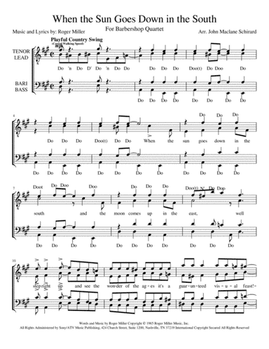 When The Sun Goes Down In The South (arr. John Maclane Schirard)