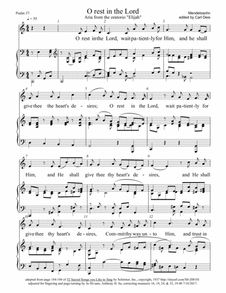 O rest in the Lord (arr. edited by Carl Deis)