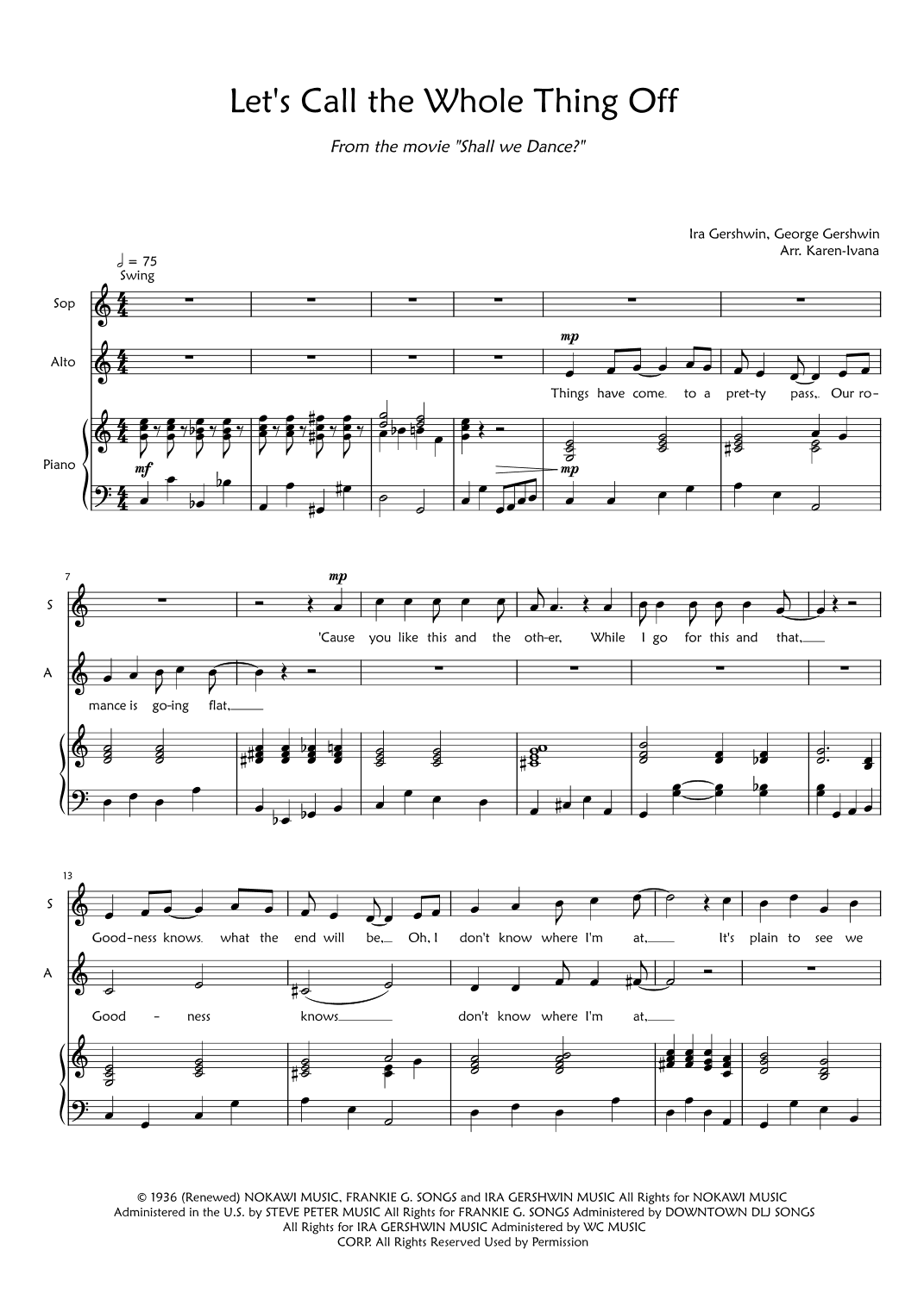 Let's Call The Whole Thing Off (arr. Karen Ivana)