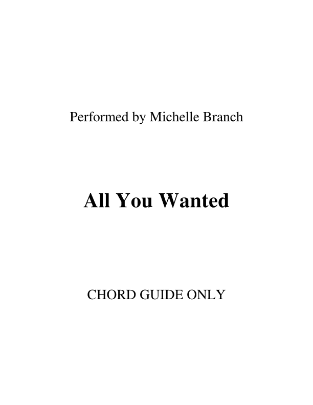 All You Wanted By Michelle Branch (arr. RWM)