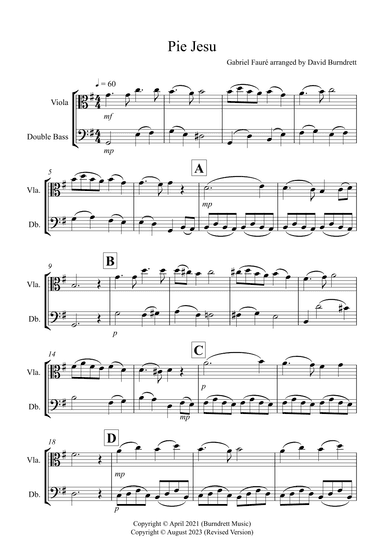 Pie Jesu for Viola and Double Bass Duet (arr. David Burndrett)