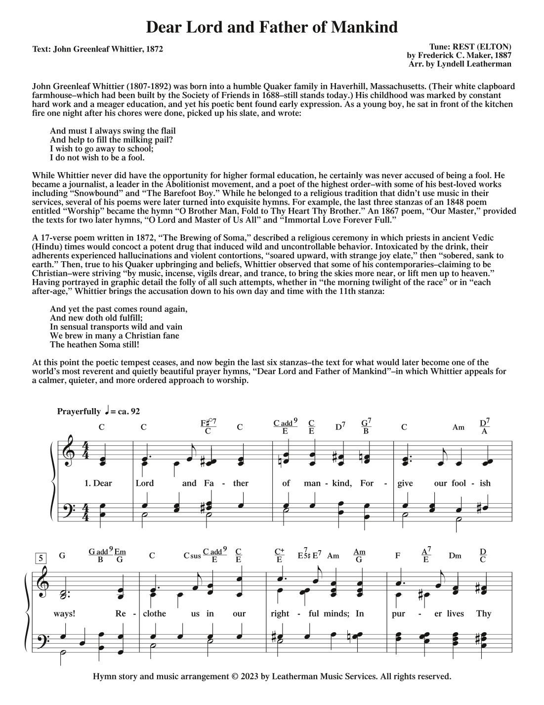 Dear Lord and Father of Mankind (arr. Lyndell Leatherman)
