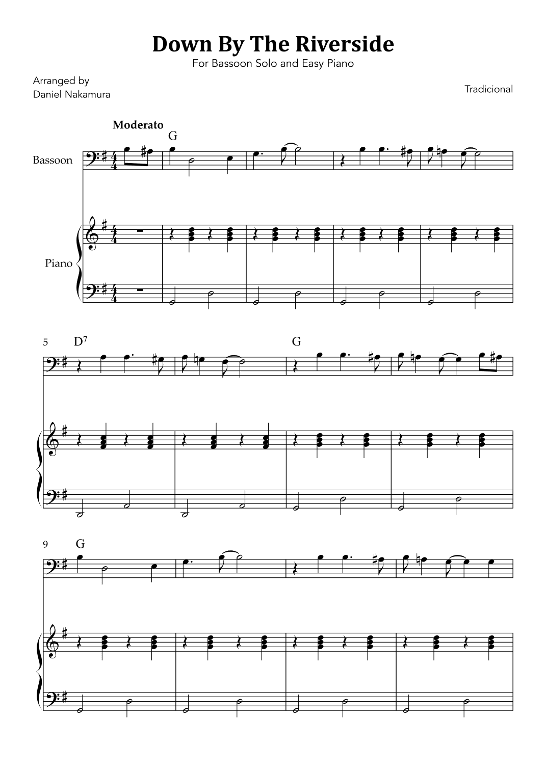 Down By The Riverside (For Bassoon Solo and Easy Piano) (arr. Daniel Nakamura)