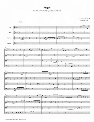 Fugue 13 from Well-Tempered Clavier, Book 2 (Woodwind Quartet) (arr. Richard Byrnes)