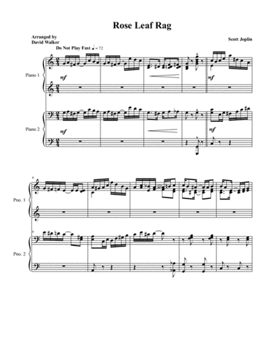 Rose Leaf Rag Piano Duet (arr. David Walker)